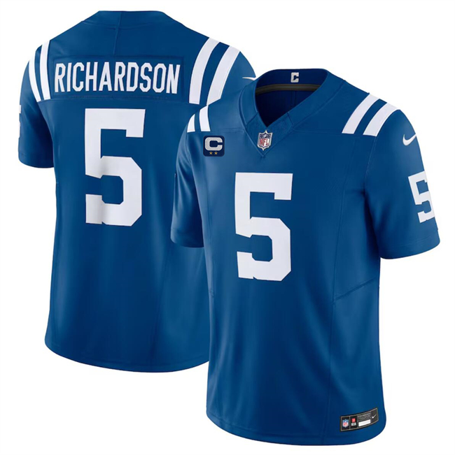 Men's Indianapolis Colts #5 Anthony Richardson Blue 2024 F.U.S.E. With 2-Star C Patch Vapor Limited Stitched Football Jersey